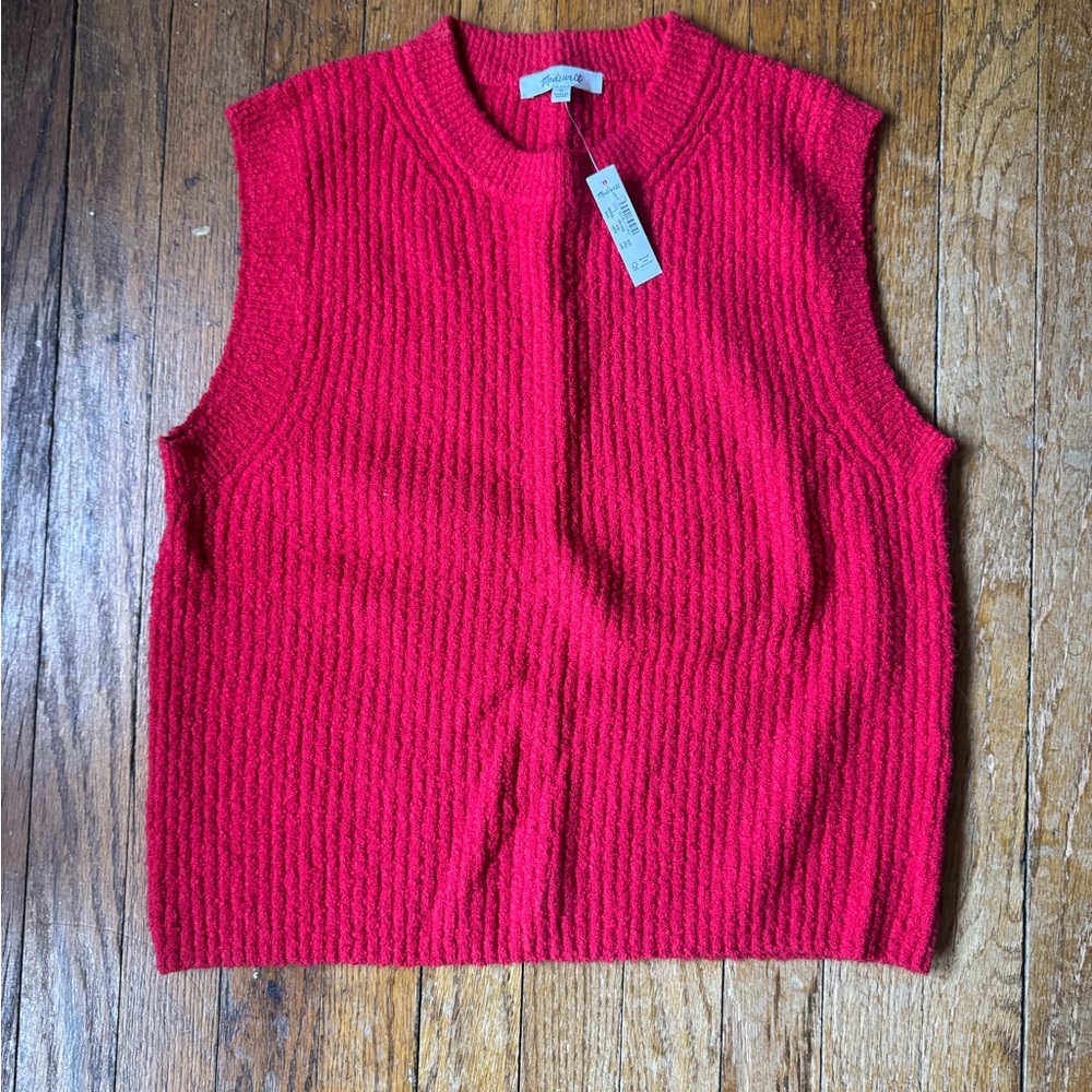 Madewell Bright Red Knit Sleeveless Sweater